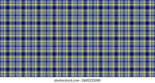 Klassisches Tartanmuster in Blau und Gelb. Perfekt für Hintergründe, Textilien oder Grafikdesigns. Evoziert Tradition und Wärme, ideal für vielfältige kreative Projekte.