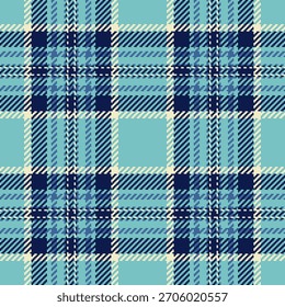 Klassisches Tartanmuster in coolem Blues und Creme.  Nahtloses Textildesign, ideal für Hintergründe, Bekleidung oder Dekorationsarbeiten. Traditioneller Stil.
