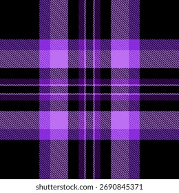 Padrão de tartan clássico em tons de preto violeta. Design têxtil simbolizando herança, tradição, calor. Ótimo para fundos, roupas, projetos gráficos.
