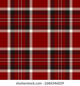 Patrón clásico de tartán en rojo, negro y beige. Evoca tradición, calidez y alegría festiva. Ideal para fondos, textiles o diseños de temporada.