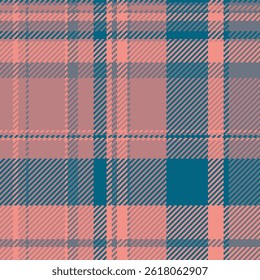 Classic tartan pattern in teal and coral hues. A woven fabric texture suggesting heritage, tradition, and comfort. Perfect for backgrounds or textile designs.