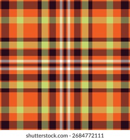 Patrón clásico de tartán en colores cálidos de otoño. Perfecto para fondos, textiles, prendas de vestir y proyectos de diseño que requieren un toque acogedor, rústico o tradicional.