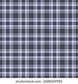Patrón clásico de tartán a cuadros en tonos grises y azules apagados. El diseño textil sin costuras evoca calidez, tradición y comodidad. Perfecto para fondos, telas o arte digital.