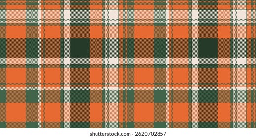 Classic tartan plaid pattern. Traditional Scottish design in orange, green, and white. Perfect for backgrounds, textiles, and holiday themes. Versatile  timeless.