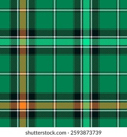 Classic tartan, plaid seamless pattern with green, white and orange