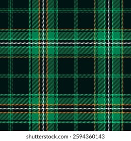 Classic tartan, plaid seamless pattern with green, white and orange