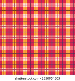 Tartan clássico jogado vetor padrão sem emenda. Fundo geométrico colorido. Abstrato madras papel de parede. Impressão escocesa de moda de tecelagem de cheque