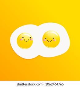  Classic tasty  breakfast of eggs . Vector cartoon illustration