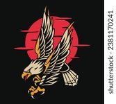 Classic tattoo eagle vector design