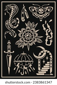 Classic tattoo flash design vector