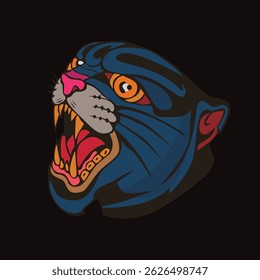 Classic Tattoo Panther Head Illustration