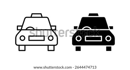 Classic taxi cab icon set for transportation, city travel, and ride services. Useful for urban life and commuting themes.