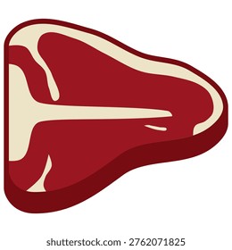 Classic T-bone porterhouse beef steak icon with bone and marbling for steakhouse promotional design