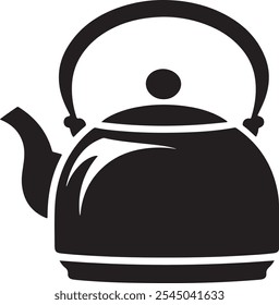 Ícone clássico da silhueta da chaleira do chá no formato EPS vetorial, ideal para cozinha, bebida e temas relacionados ao chá. Simples e tradicional, perfeito para logotipos, embalagens e projetos de design culinário.