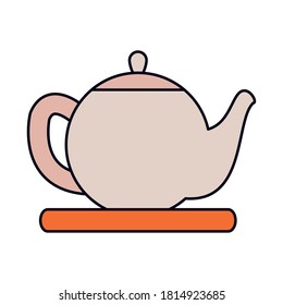 classic tea pot icon over white background, line and fill style, vector illustration