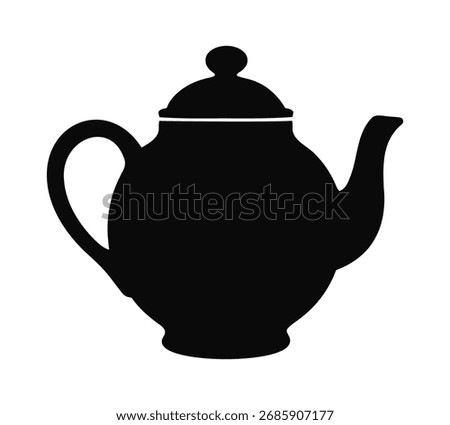 A classic teapot silhouette vector icon with a lid, handle, and spout.