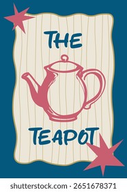 Classic teapot with a striped background, offering a timeless style for home and kitchen designs.