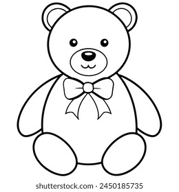 classic teddy bear toy with a bow tie illustration vector