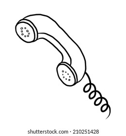 classic telephone / cartoon vector and illustration, black and white, hand drawn, sketch style, isolated on white background.