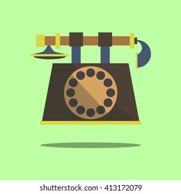 Classic telephone flat icon design illustration