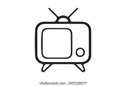 Classic Television Icon Image. Black TV Vector