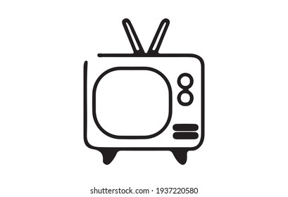Classic Television Icon Image. Black TV Vector
