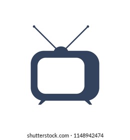 classic television icon vector trendy style navy blue.