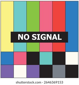 Classic Television Test Pattern with 'No Signal' Overlay
