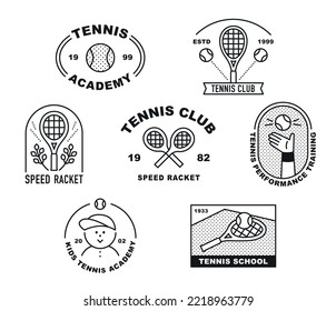 Classic tennis club logo collection. Black line simple icon illustration.