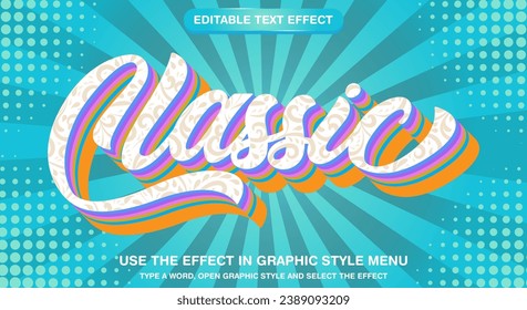Classic text effect Template with editable vintage and retro text style