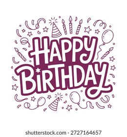 Classic Thick Script Carta Feliz Aniversário para Cartões de Celebração