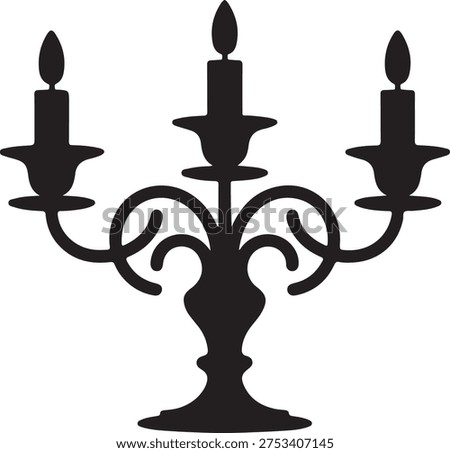 Classic three arm candle holder candelabra silhouette icon