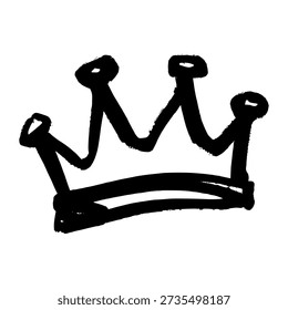 Classic Three Pointed Royal Crown Graffiti. Bold Hand-Drawn Street Art Tag with Simple Urban Marker Lines.