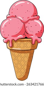 Classic Three Scoop Ice Cream Cone