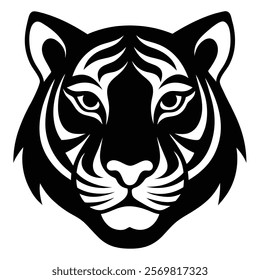 Classic Tiger Face Silhouette for Wildlife Art