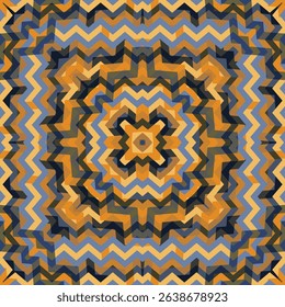 Classic tile geometric seamless pattern vector design. Simple colorful background. Oriental repeat textile print. Modern folk motifs patchwork sample. Wallpaper decor texture backdrop.