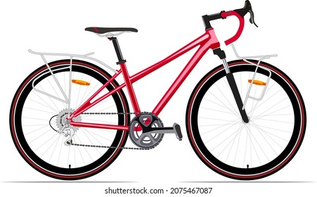 Classic Town, Road Single Speed Bike, Detailed Vector Illustration.