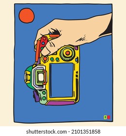 classic toy camera hand drawing for poster and logo