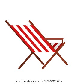 Classic traditional beach chair with red and white stripes.