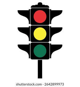 Classic Traffic Light Vector – Red Yellow Green Signal Icon for Road Safety