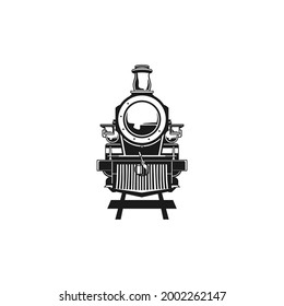 Classic Train Locomotive front view logo design concept vector template