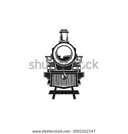 Classic Train Locomotive front view logo design concept vector template