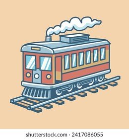 Classic Train side view. Vector illustration in minimalist design