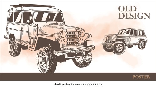 classic transportation of hand drawing ink for vintage poster, banner, t-shirt, postcard, art print. vintage transportation set. 