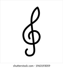 Classic treble clef symbol for websites and music applications.Graphic, linear, isolated logo for music. Vector illustration.