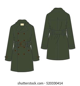 Classic Trench Coat Vector Template