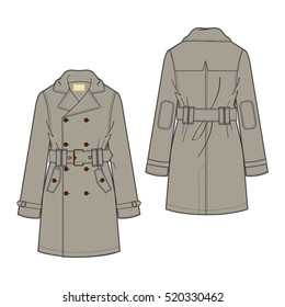 Classic Trench Coat Vector Template