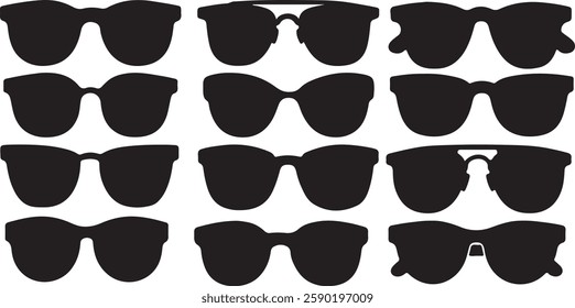 Classic and Trendy Sunglasses Silhouettes in Black for Fashion and Art Projects