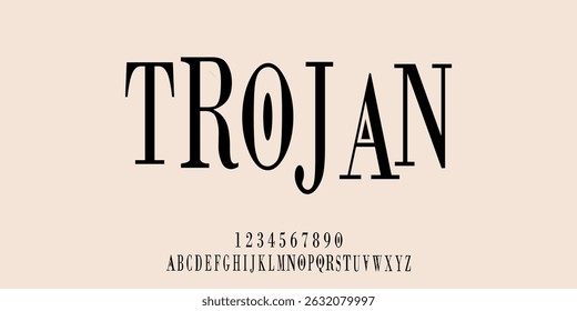 Classic Trojan Vintage Serif Font Uppercase and Number