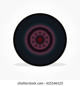 classic truck or bus wheel and tire with rim detail and shadow effect